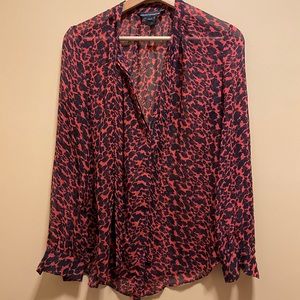 French connection red & black floral blouse